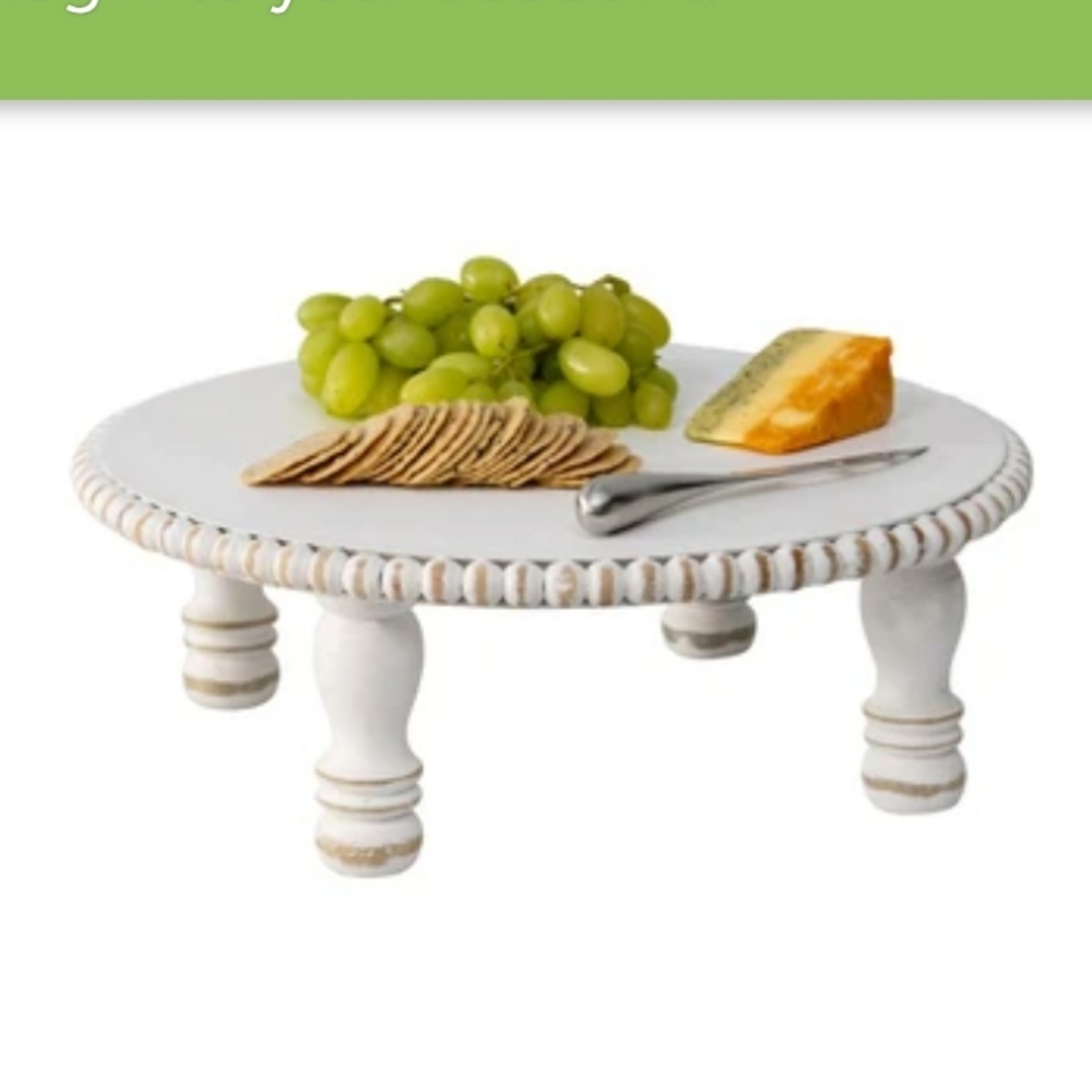 Willow & Silk wooden 30cm beaded  round distressed riser